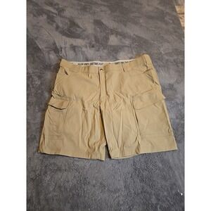 Duluth Trading Co Dry On The Fly Cargo Shorts Mens 48 11" Relaxed Flex Beige EUC